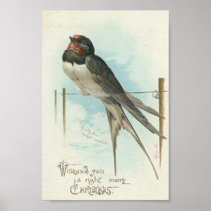 Barn Swallow Vintage Weihnachten Poster