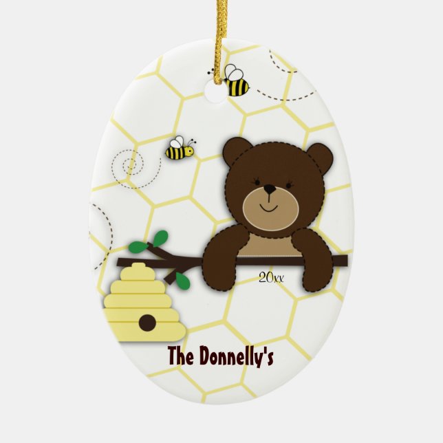 Bärn-u. Hummel-Bienen-personalisierte Keramik Ornament (Vorne)