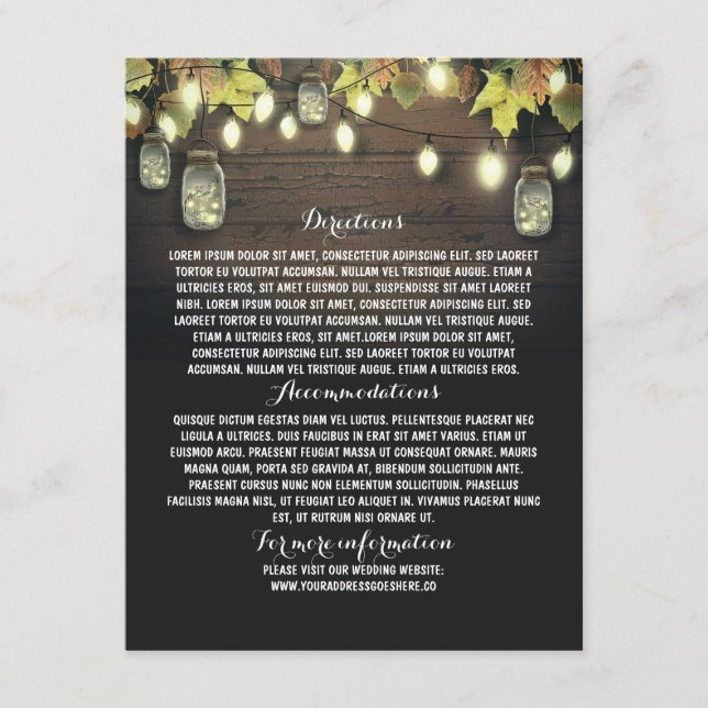 Barn Wedding Information Card mit Mason Jars Begleitkarte (Vorderseite)
