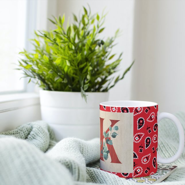 Barn Wood & Bandana Letter K Jumbo-Tasse (Von Creator hochgeladen)