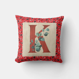 Barn Wood & Bandana Letter K Kissen