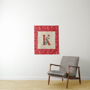 Barn Wood & Bandana Letter K Wandteppich