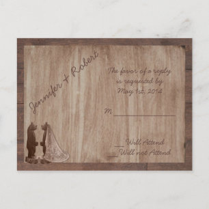 Barn Wood Bears Country Wedding UAWG Einladungspostkarte