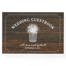 Barn Wood + Gipskraut Jar Wedding Gästebuch
