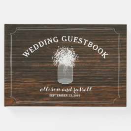 Barn Wood + Gipskraut Jar Wedding Gästebuch