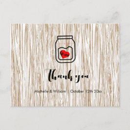 Barn wood grain mason jar Thank you cards Ankündigungspostkarte