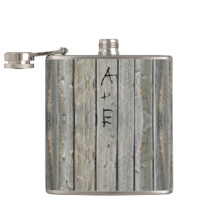 Barn Wood Ihre Initialen Hipster Vintag Retro Flachmann