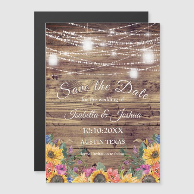 Barn Wood | Leuchtenfolge Save the Date Magneteinladung (Vorne/Hinten)