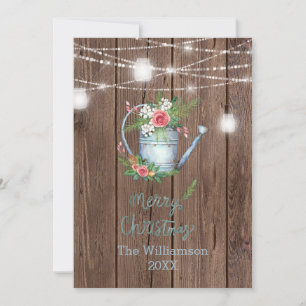 Barn Wood Pinsel Schrift Merry Christmas Floral Feiertagskarte