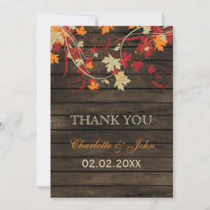 Barn Wood Rustic Herbstlaubs Hochzeit Vielen Dank Einladung