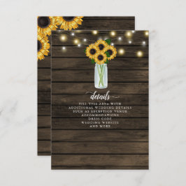 Barn Wood String Lights Sonnenblumen Hochzeit Begleitkarte