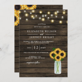 Barn Wood String Lights Sonnenblumen Hochzeit Einladung