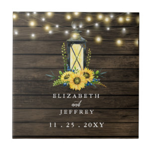 Barn Wood String Lights Sonnenblumen Hochzeit Fliese