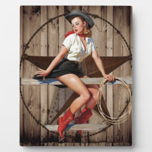 Barn Wood Texas Star Western Country Cowgirl Fotoplatte