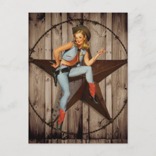 Barn Wood Texas Star western country Cowgirl Postkarte