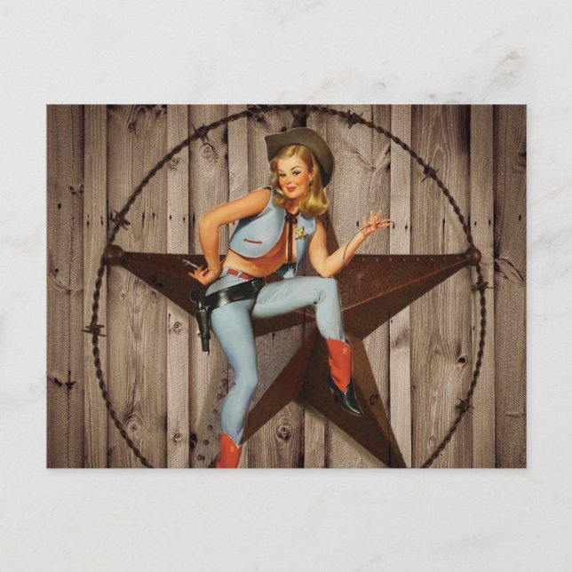 Barn Wood Texas Star Western Country Cowgirl Postkarte (Vorderseite)