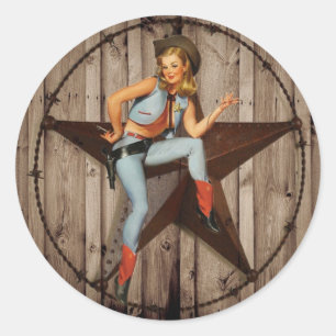 Barn Wood Texas Star Western Country Cowgirl Runder Aufkleber