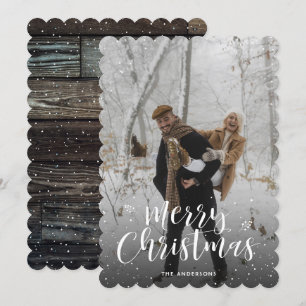 Barn Wood Typografie Schnee Foto Frohe Weihnachten