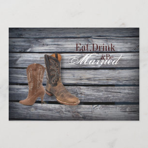 Barn Wood Western Cowboy Hochzeit Probe Abendessen Einladung