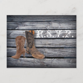 Barn Wood Western Cowboy Hochzeitsreaktion UAWG Einladungspostkarte