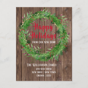 Barn Wood Winter Greenery Neue Zuhause Happy Holid Postkarte