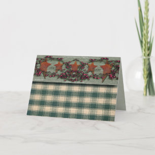 Barnboards verrostete Stern-Grün Feiertagskarte