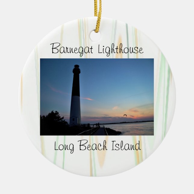 Barnegat Leuchtturm-Sonnenuntergang Keramik Ornament (Vorne)