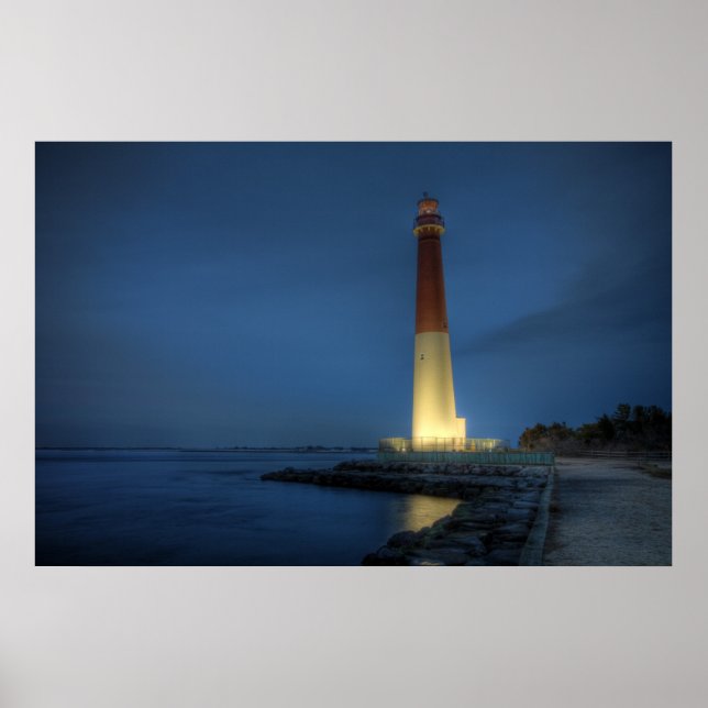 Barnegat Lighthouse in Night Poster (Vorne)