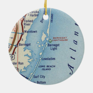 Barnegat Lighthouse Vintage Karte Keramik Ornament