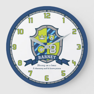 Barney Jungs nennen "Green Blue Bär Schild" Große Wanduhr