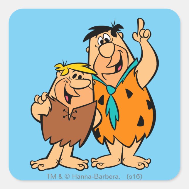 Barney Rubble und Fred Flintstone Quadratischer Aufkleber (Vorderseite)