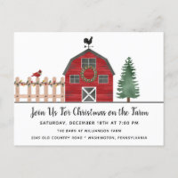 Barnfarm Rustikales Land Weihnachtseinladung