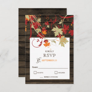 Barnholz Rustikale Herbstlaube Hochzeit RSVP Karte