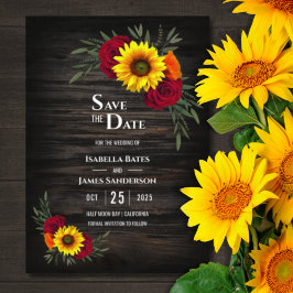 Barnholz Sonnenblumen Burgund Rose Hochzeit Rettet Save The Date