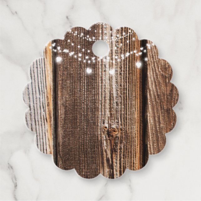 Barnholz & Streichellichter Rustikale Hochzeit Geschenkanhänger (Vorderseite)