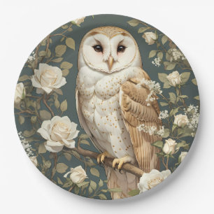 Barnowl und White Roses William Morris Inspiriert Pappteller