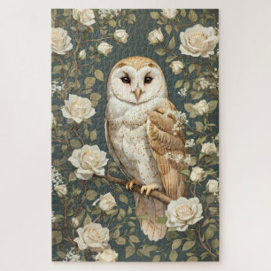 Barnowl und White Roses William Morris Inspiriert Puzzle
