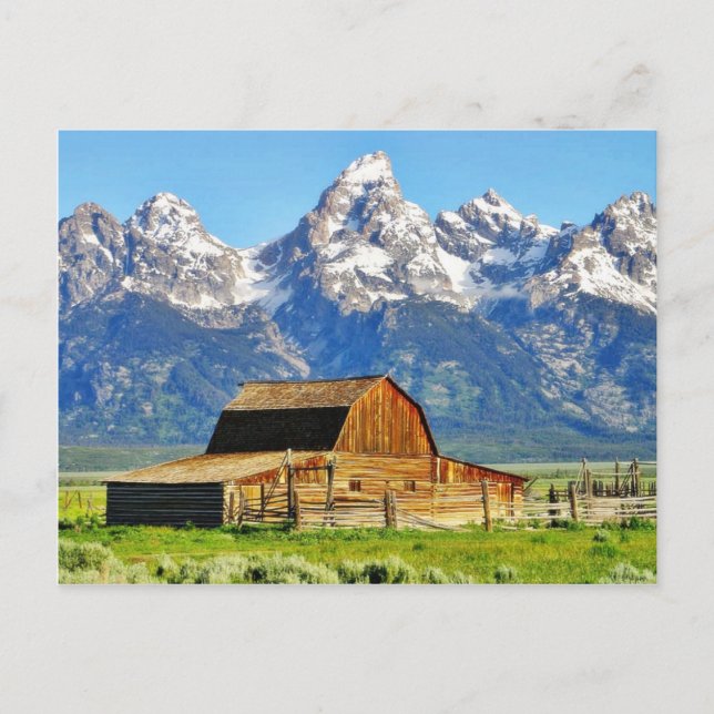 Barns Grand Tetons Mountains Postkarte (Vorderseite)