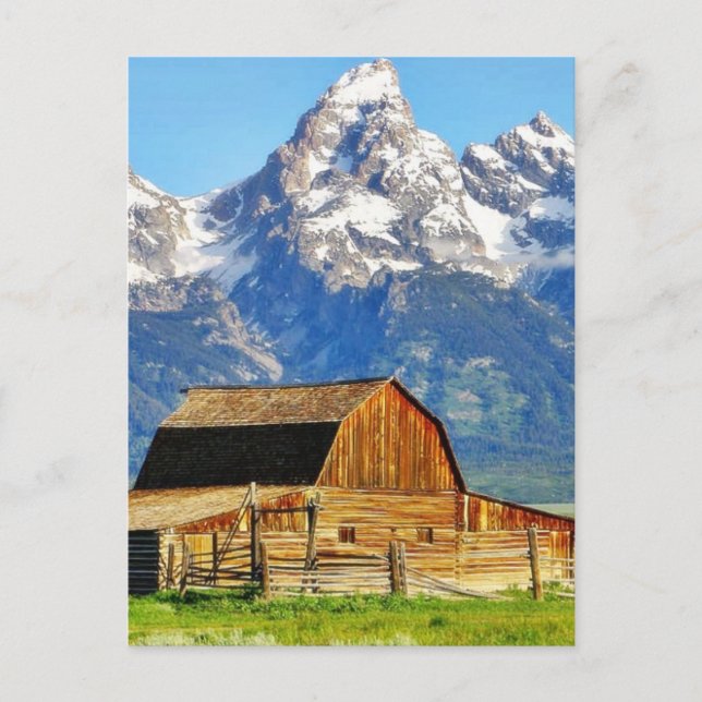 Barns Grand Tetons Mountains Postkarte (Vorderseite)