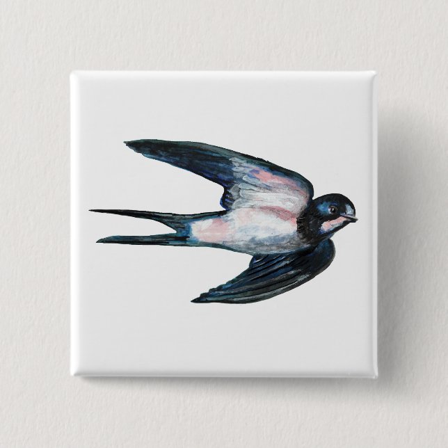 Barnschlucken Flying Illustration Button (Vorderseite)