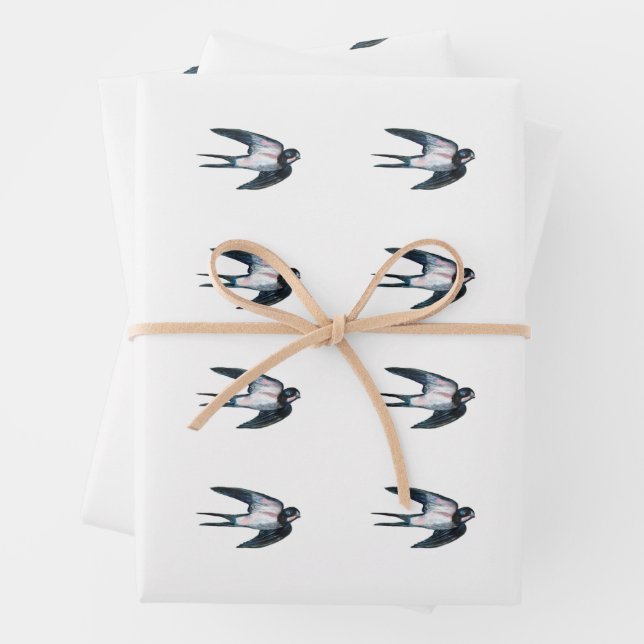 Barnschlucken Flying Illustration Weiß Geschenkpapier Set (Beispiel)