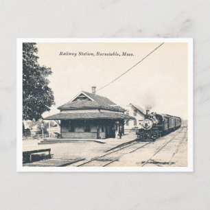Barnstable MA, Bahnhof, Vintag Postkarte