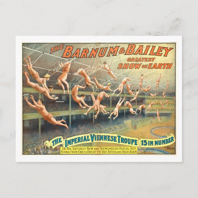 Barnum & Bailey Acrobats Vintag Circus Poster Postkarte (Vorderseite)