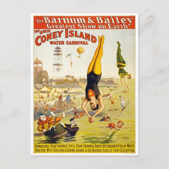 Barnum & Bailey Coney Island Wassersport Postkarte (Vorderseite)