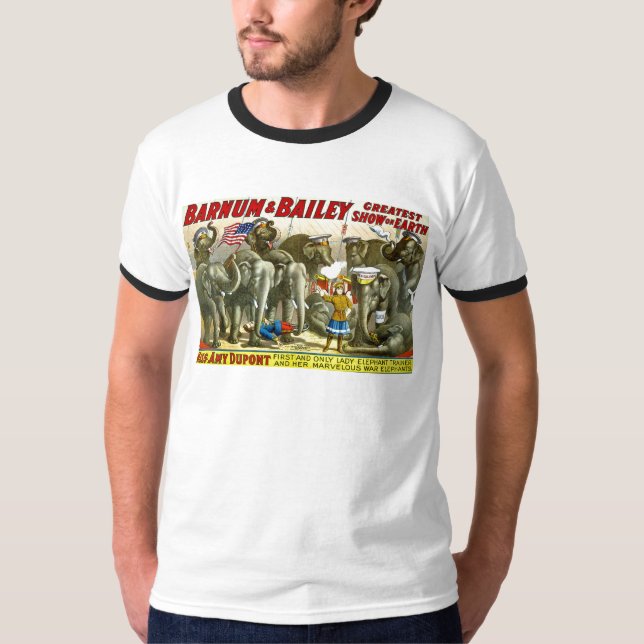 Barnum u. Bailey-Elefant-Plakat-Anzeige T-Shirt (Vorderseite)