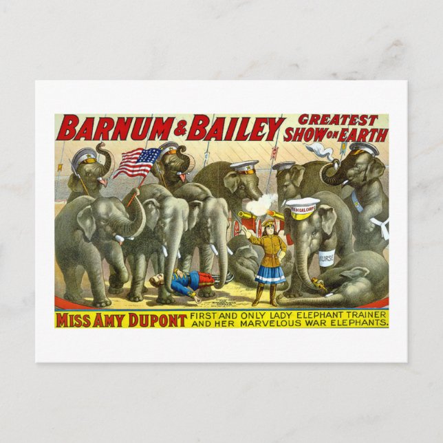 Barnum u. Bailey - Elefanten Postkarte (Vorderseite)