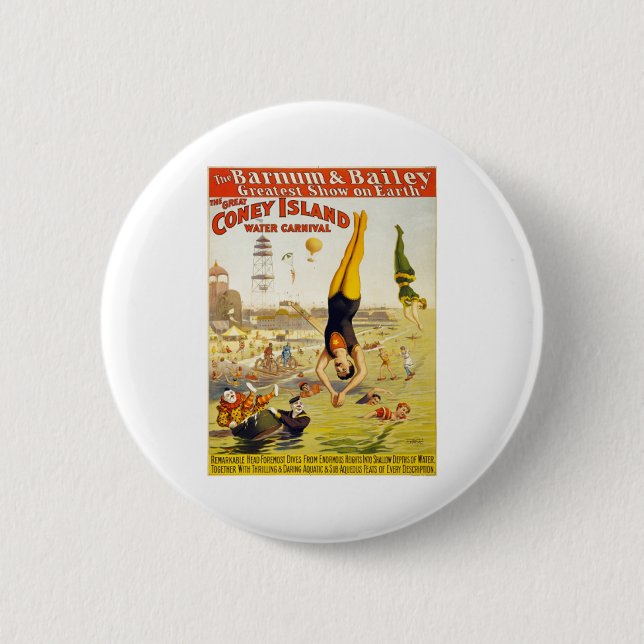 Barnum u. Wasser-Karneval Baileys Coney Island Button (Vorderseite)