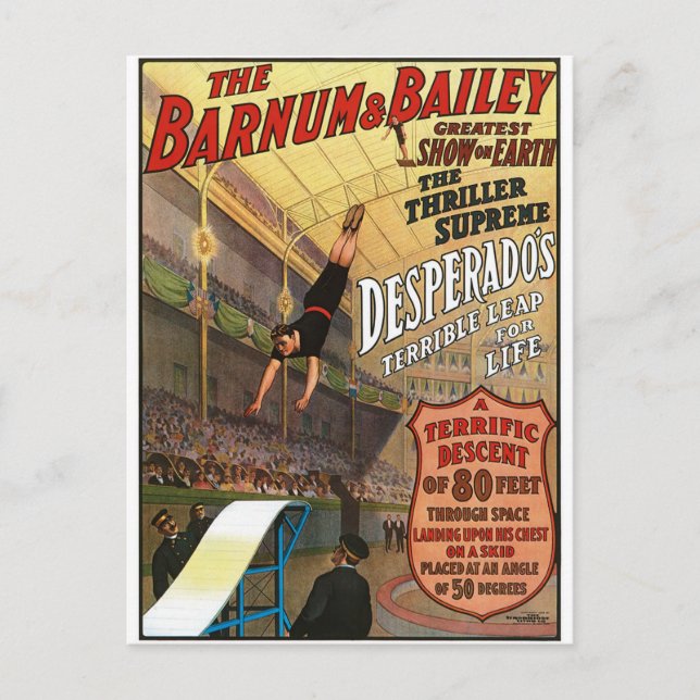 Barnum und Bailey Desperados Sprung ins Leben Postkarte (Vorderseite)