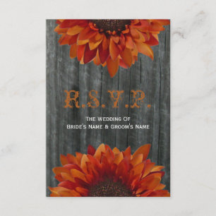 Barnwood and Sunflower Hochzeit im Herbst Kleine U RSVP Karte