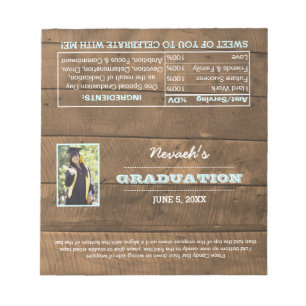 Barnwood Aqua Graduation Favor Candy Wrappers Notizblock